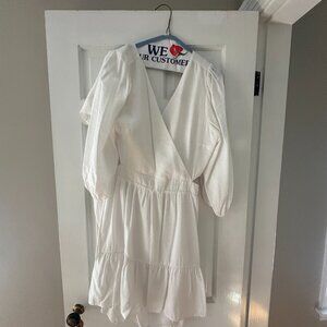 Express White Wrap Dress with Long Sleeves